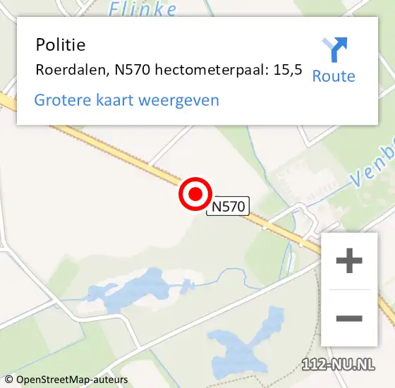 Locatie op kaart van de 112 melding: Politie Roerdalen, N570 hectometerpaal: 15,5 op 1 juni 2021 13:23