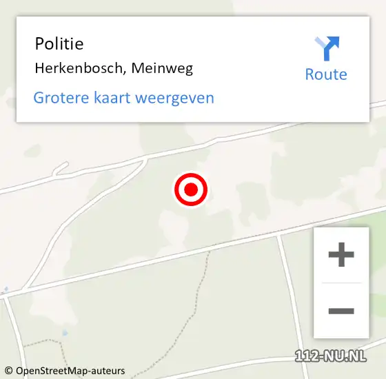 Locatie op kaart van de 112 melding: Politie Herkenbosch, Meinweg op 1 juni 2021 13:27