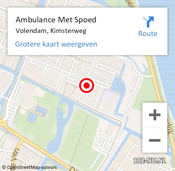 Locatie op kaart van de 112 melding: Ambulance Met Spoed Naar Volendam, Kimsterweg op 1 juni 2021 14:06