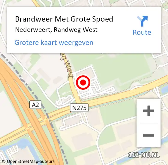 Locatie op kaart van de 112 melding: Brandweer Met Grote Spoed Naar Nederweert, Randweg West op 1 juni 2021 14:33