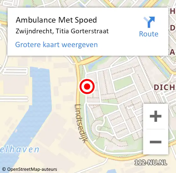 Locatie op kaart van de 112 melding: Ambulance Met Spoed Naar Zwijndrecht, Titia Gorterstraat op 1 juni 2021 14:38