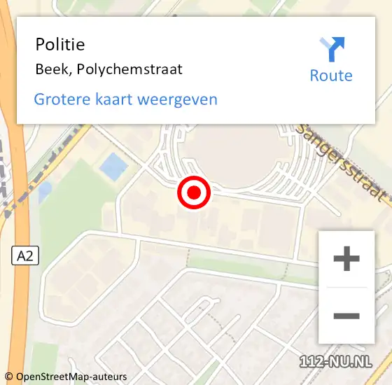 Locatie op kaart van de 112 melding: Politie Beek, Polychemstraat op 1 juni 2021 14:43