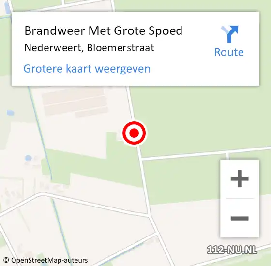 Locatie op kaart van de 112 melding: Brandweer Met Grote Spoed Naar Nederweert, Bloemerstraat op 1 juni 2021 14:58