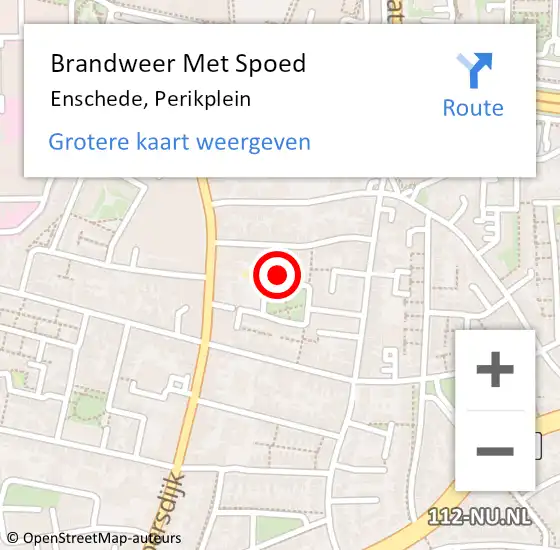 Locatie op kaart van de 112 melding: Brandweer Met Spoed Naar Enschede, Perikplein op 1 juni 2021 15:10