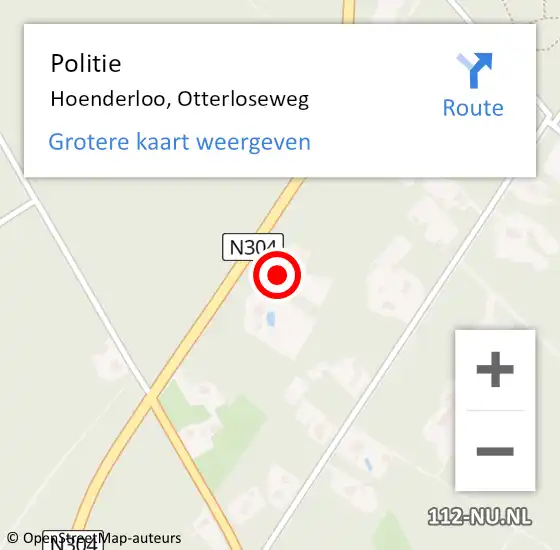 Locatie op kaart van de 112 melding: Politie Hoenderloo, Otterloseweg op 1 juni 2021 15:23