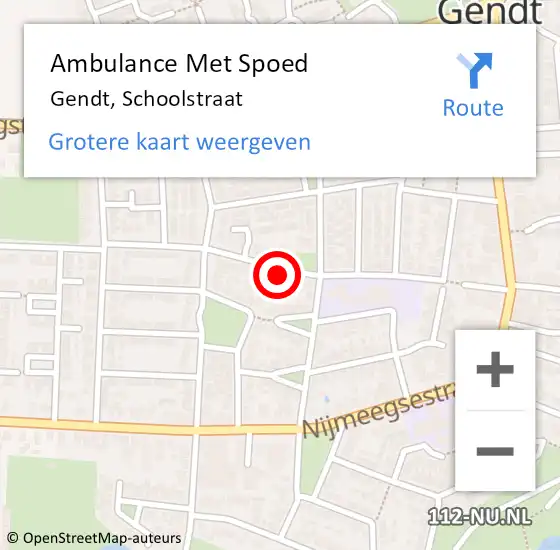 Locatie op kaart van de 112 melding: Ambulance Met Spoed Naar Gendt, Schoolstraat op 1 juni 2021 15:39