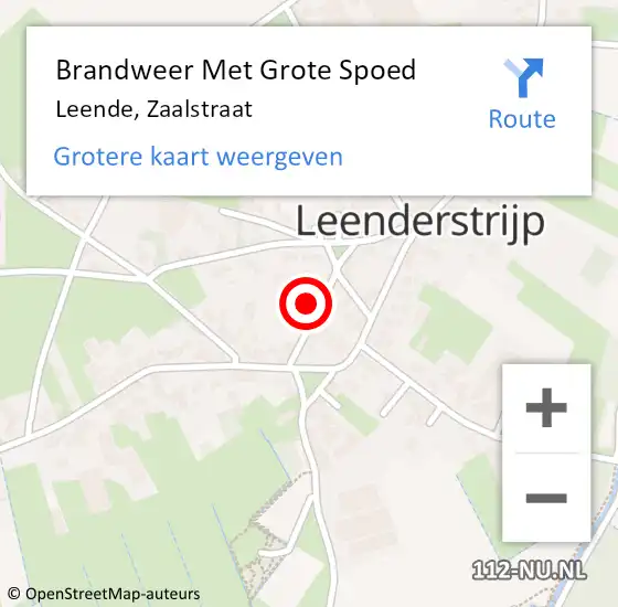 Locatie op kaart van de 112 melding: Brandweer Met Grote Spoed Naar Leende, Zaalstraat op 1 juni 2021 15:59