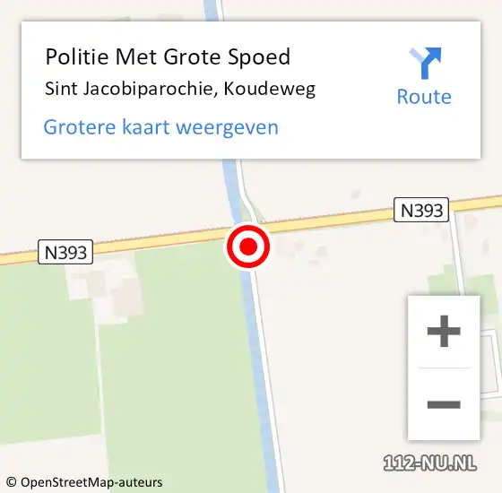 Locatie op kaart van de 112 melding: Politie Met Grote Spoed Naar Sint Jacobiparochie, Koudeweg op 1 juni 2021 16:18