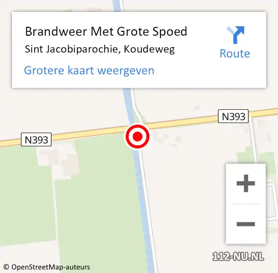 Locatie op kaart van de 112 melding: Brandweer Met Grote Spoed Naar Sint Jacobiparochie, Koudeweg op 1 juni 2021 16:18