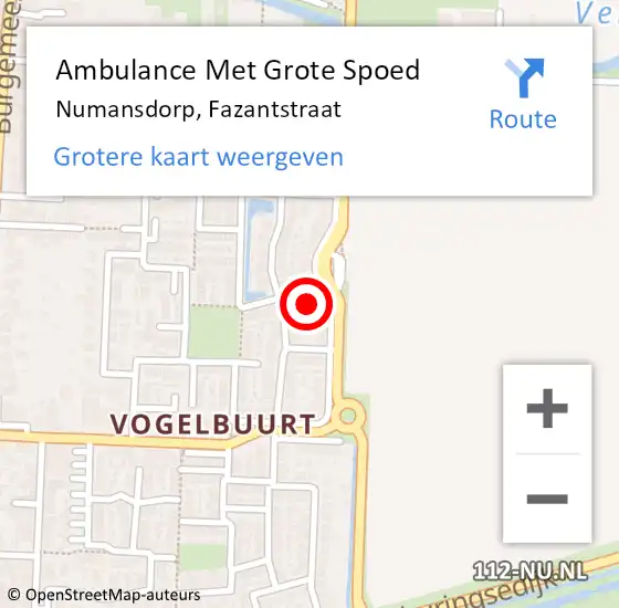 Locatie op kaart van de 112 melding: Ambulance Met Grote Spoed Naar Numansdorp, Fazantstraat op 1 juni 2021 16:20