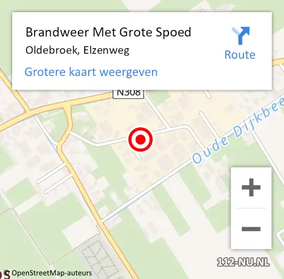 Locatie op kaart van de 112 melding: Brandweer Met Grote Spoed Naar Oldebroek, Elzenweg op 1 juni 2021 16:34