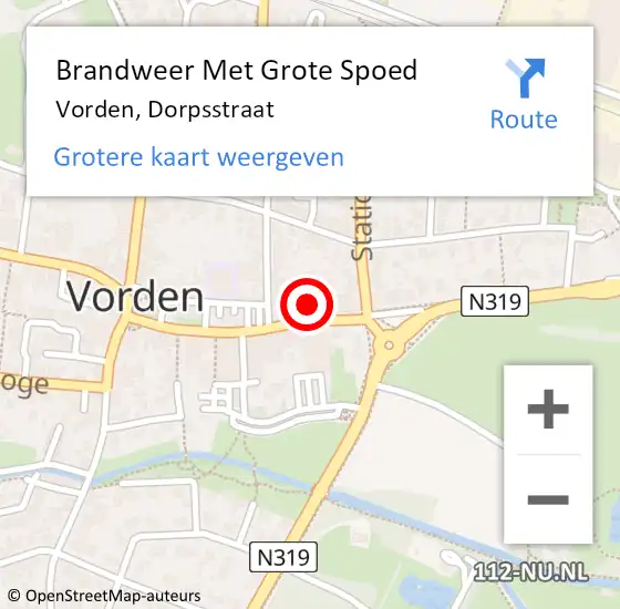 Locatie op kaart van de 112 melding: Brandweer Met Grote Spoed Naar Vorden, Dorpsstraat op 1 juni 2021 16:47