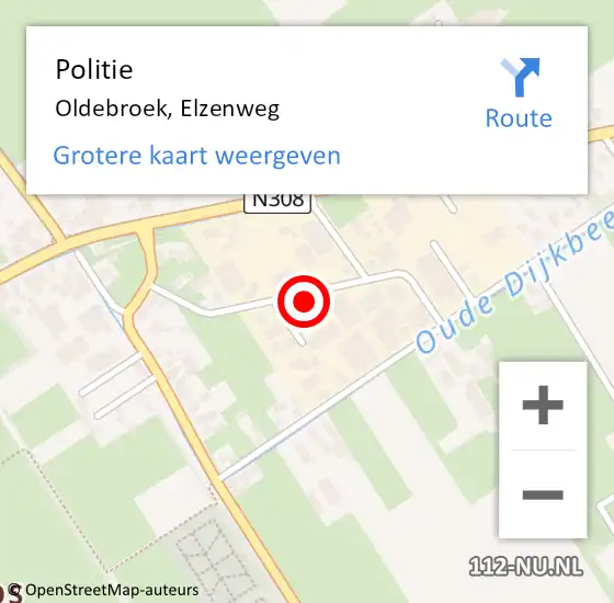 Locatie op kaart van de 112 melding: Politie Oldebroek, Elzenweg op 1 juni 2021 16:55