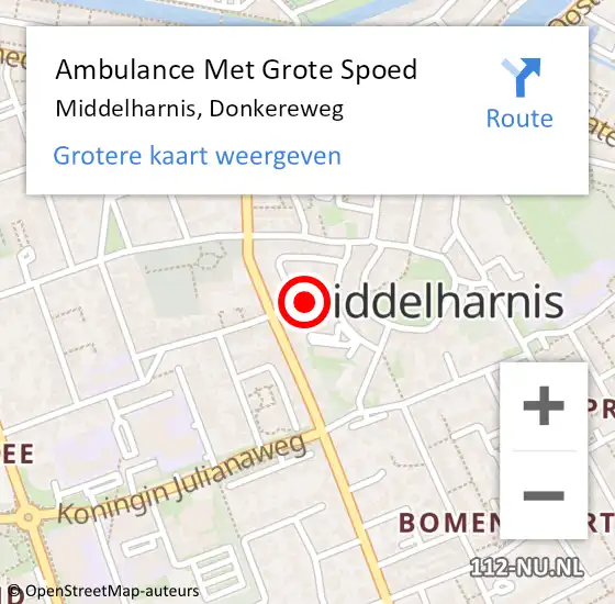 Locatie op kaart van de 112 melding: Ambulance Met Grote Spoed Naar Middelharnis, Donkereweg op 1 juni 2021 17:17