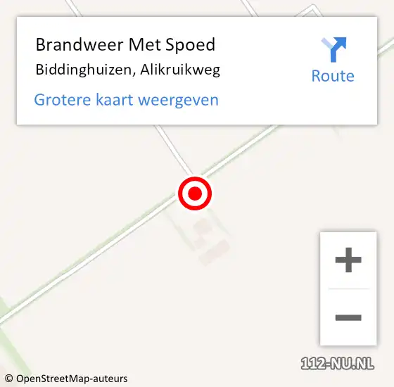 Locatie op kaart van de 112 melding: Brandweer Met Spoed Naar Biddinghuizen, Alikruikweg op 1 juni 2021 17:25