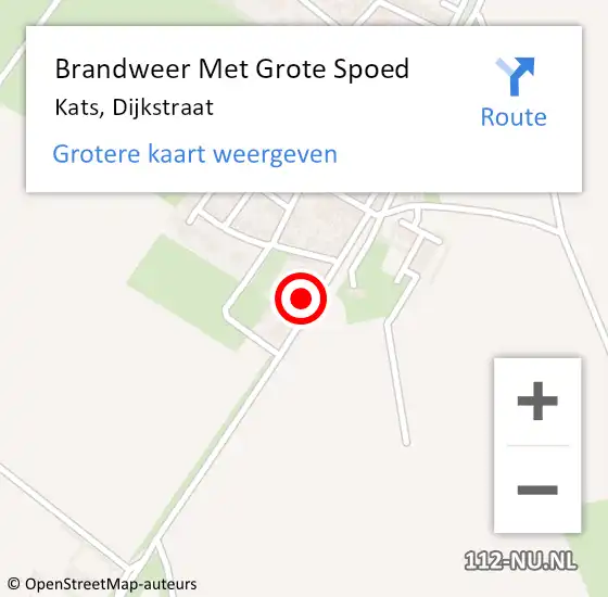 Locatie op kaart van de 112 melding: Brandweer Met Grote Spoed Naar Kats, Dijkstraat op 1 juni 2021 17:34