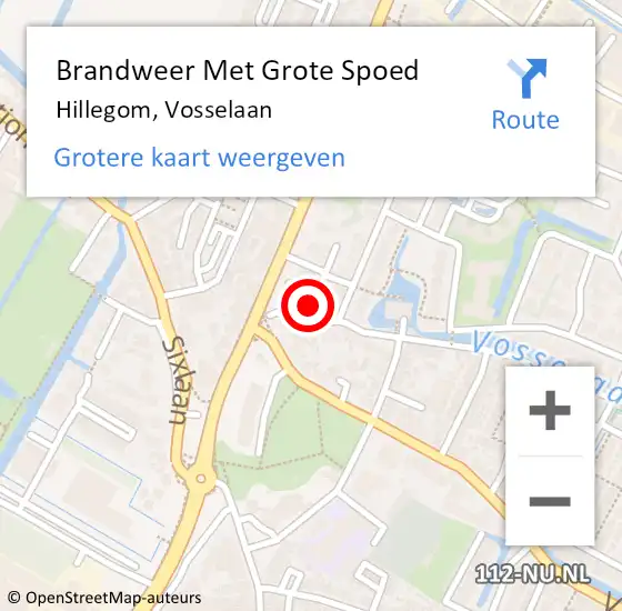 Locatie op kaart van de 112 melding: Brandweer Met Grote Spoed Naar Hillegom, Vosselaan op 1 juni 2021 17:39