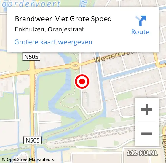 Locatie op kaart van de 112 melding: Brandweer Met Grote Spoed Naar Enkhuizen, Oranjestraat op 1 juni 2021 17:55