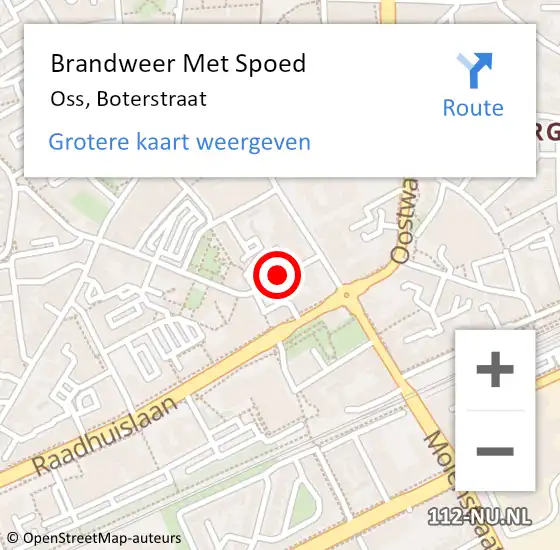 Locatie op kaart van de 112 melding: Brandweer Met Spoed Naar Oss, Boterstraat op 1 juni 2021 17:58