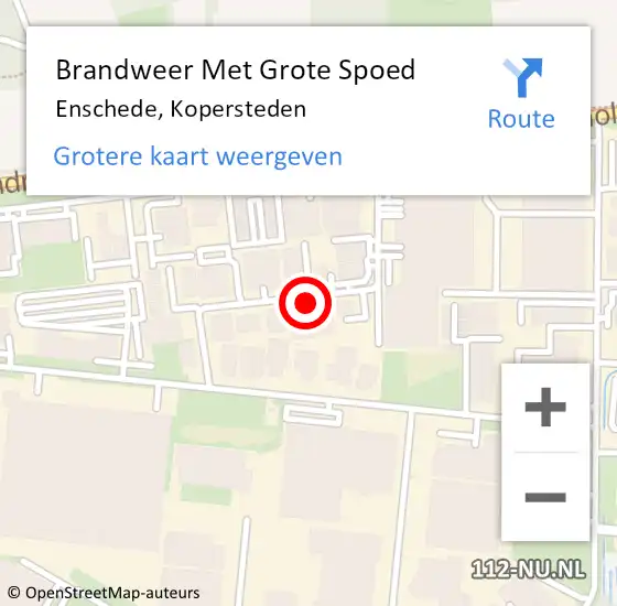 Locatie op kaart van de 112 melding: Brandweer Met Grote Spoed Naar Enschede, Kopersteden op 1 juni 2021 18:11