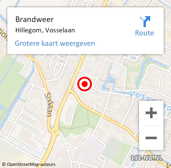 Locatie op kaart van de 112 melding: Brandweer Hillegom, Vosselaan op 1 juni 2021 18:15