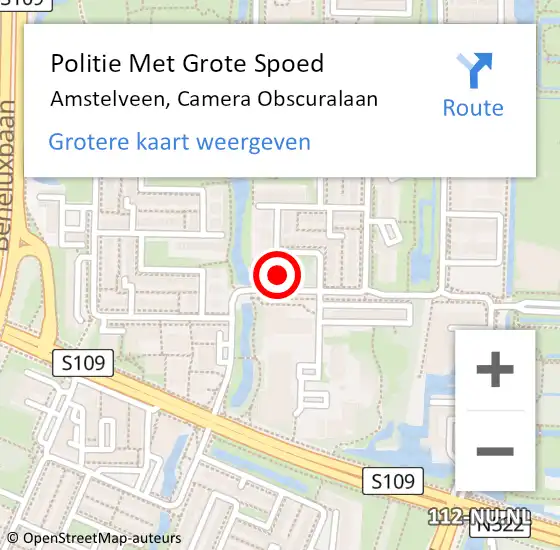 Locatie op kaart van de 112 melding: Politie Met Grote Spoed Naar Amstelveen, Camera Obscuralaan op 1 juni 2021 18:24