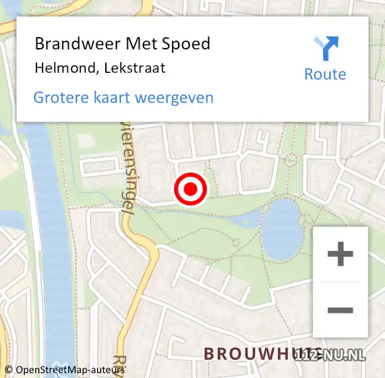 Locatie op kaart van de 112 melding: Brandweer Met Spoed Naar Helmond, Lekstraat op 1 juni 2021 18:41