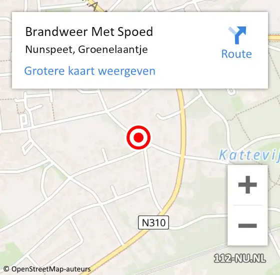 Locatie op kaart van de 112 melding: Brandweer Met Spoed Naar Nunspeet, Groenelaantje op 1 juni 2021 19:09