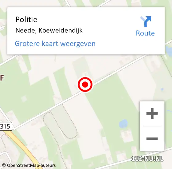 Locatie op kaart van de 112 melding: Politie Neede, Koeweidendijk op 1 juni 2021 19:18