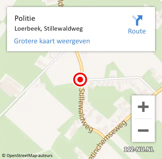 Locatie op kaart van de 112 melding: Politie Loerbeek, Stillewaldweg op 1 juni 2021 19:23