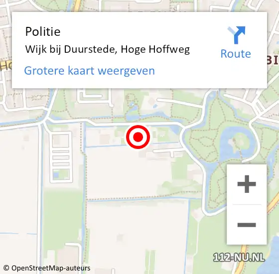 Locatie op kaart van de 112 melding: Politie Wijk bij Duurstede, Hoge Hoffweg op 1 juni 2021 19:25