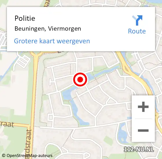 Locatie op kaart van de 112 melding: Politie Beuningen, Viermorgen op 1 juni 2021 19:38