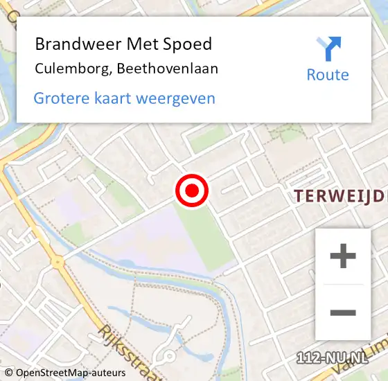 Locatie op kaart van de 112 melding: Brandweer Met Spoed Naar Culemborg, Beethovenlaan op 1 juni 2021 19:42