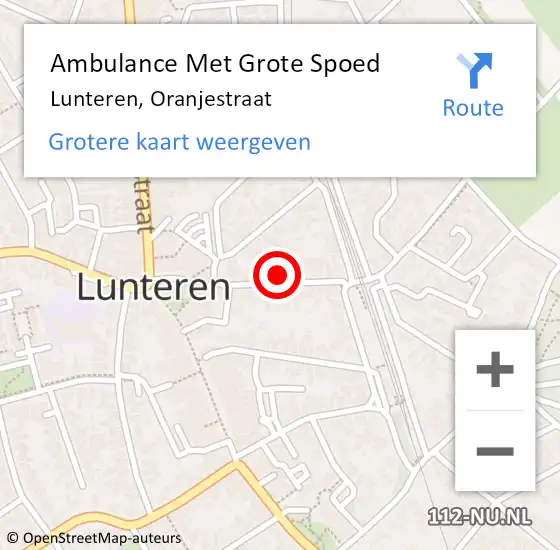 Locatie op kaart van de 112 melding: Ambulance Met Grote Spoed Naar Lunteren, Oranjestraat op 1 juni 2021 19:47