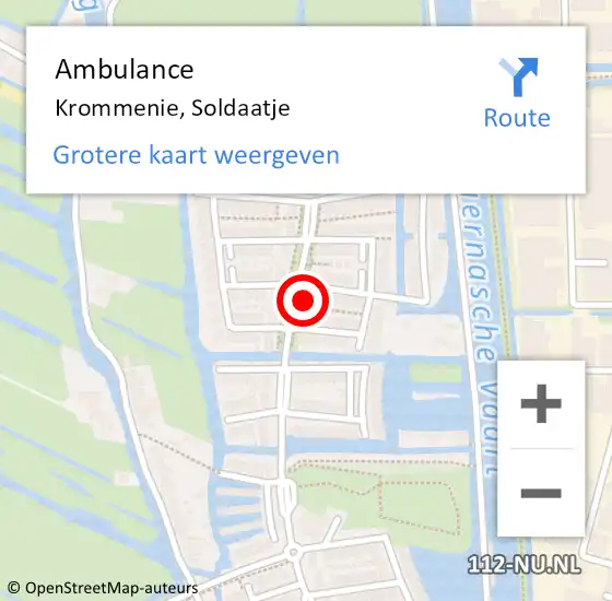 Locatie op kaart van de 112 melding: Ambulance Krommenie, Soldaatje op 1 juni 2021 20:10