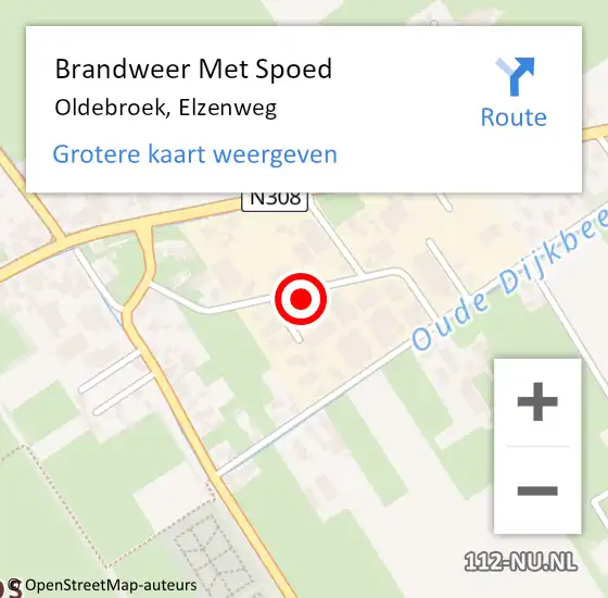 Locatie op kaart van de 112 melding: Brandweer Met Spoed Naar Oldebroek, Elzenweg op 1 juni 2021 20:15