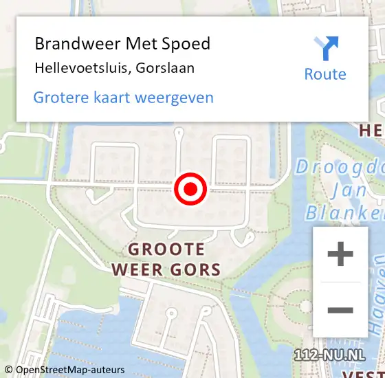 Locatie op kaart van de 112 melding: Brandweer Met Spoed Naar Hellevoetsluis, Gorslaan op 1 juni 2021 20:19