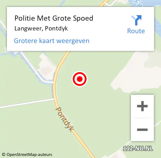 Locatie op kaart van de 112 melding: Politie Met Grote Spoed Naar Langweer, Pontdyk op 1 juni 2021 20:25