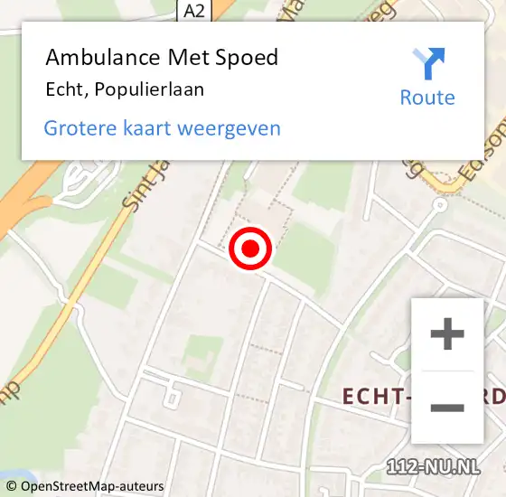 Locatie op kaart van de 112 melding: Ambulance Met Spoed Naar Echt, Populierlaan op 1 juni 2021 20:58