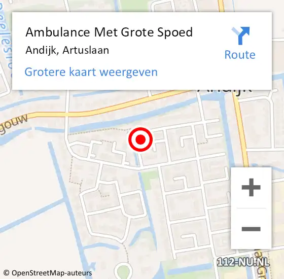 Locatie op kaart van de 112 melding: Ambulance Met Grote Spoed Naar Andijk, Artuslaan op 12 juni 2014 03:44