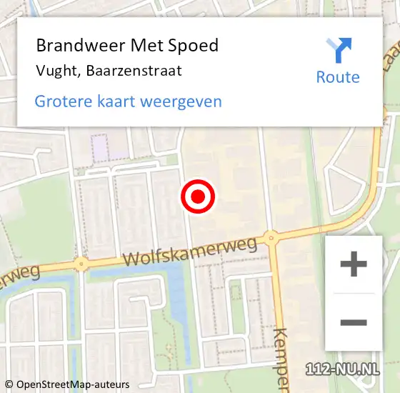 Locatie op kaart van de 112 melding: Brandweer Met Spoed Naar Vught, Baarzenstraat op 1 juni 2021 21:07