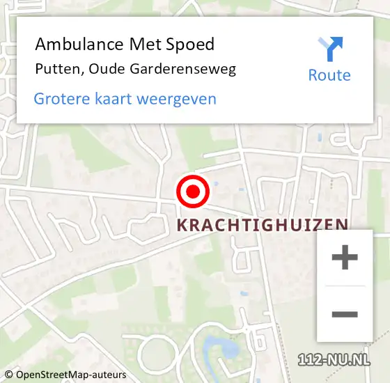 Locatie op kaart van de 112 melding: Ambulance Met Spoed Naar Putten, Oude Garderenseweg op 1 juni 2021 21:09