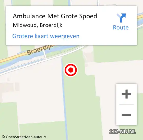 Locatie op kaart van de 112 melding: Ambulance Met Grote Spoed Naar Midwoud, Broerdijk op 1 juni 2021 21:18