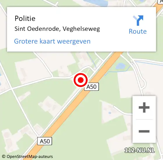 Locatie op kaart van de 112 melding: Politie Sint Oedenrode, Veghelseweg op 1 juni 2021 21:48