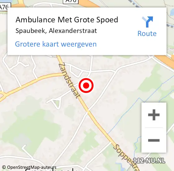 Locatie op kaart van de 112 melding: Ambulance Met Grote Spoed Naar Spaubeek, Alexanderstraat op 12 juni 2014 04:07