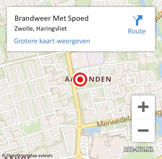 Locatie op kaart van de 112 melding: Brandweer Met Spoed Naar Zwolle, Haringvliet op 1 juni 2021 22:36