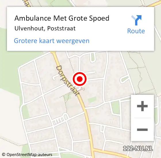 Locatie op kaart van de 112 melding: Ambulance Met Grote Spoed Naar Ulvenhout, Poststraat op 12 juni 2014 04:12