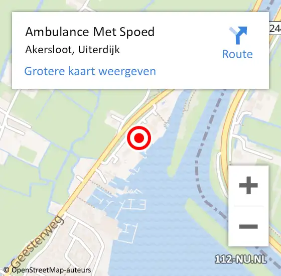 Locatie op kaart van de 112 melding: Ambulance Met Spoed Naar Akersloot, Uiterdijk op 1 juni 2021 23:10