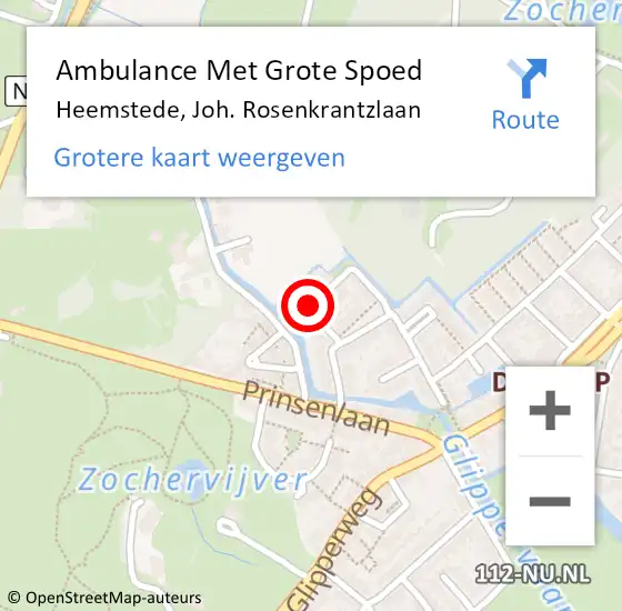 Locatie op kaart van de 112 melding: Ambulance Met Grote Spoed Naar Heemstede, Joh. Rosenkrantzlaan op 1 juni 2021 23:11