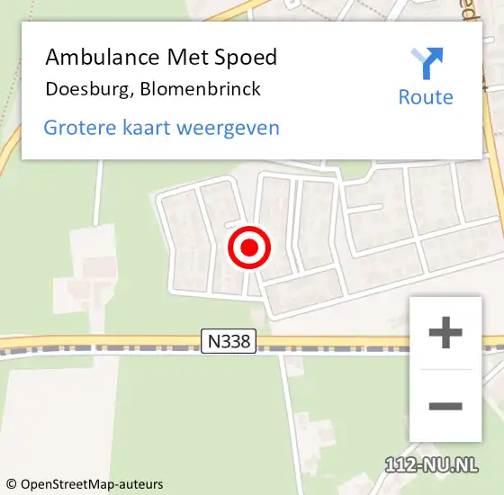 Locatie op kaart van de 112 melding: Ambulance Met Spoed Naar Doesburg, Blomenbrinck op 1 juni 2021 23:28